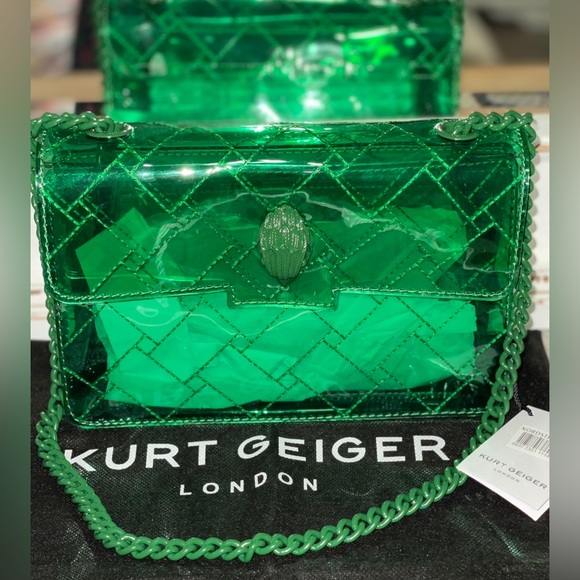 Kurt Geiger Handbags - Kurt Geiger London Medium Kensington Green Vinyl Crossbody Bag